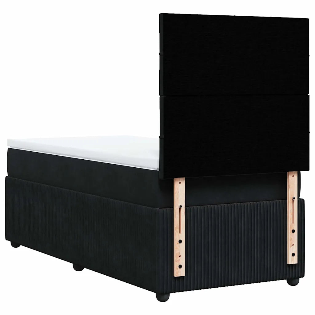 Giroletto a Molle con Materasso Nero 80x200 cm in Velluto 3294492