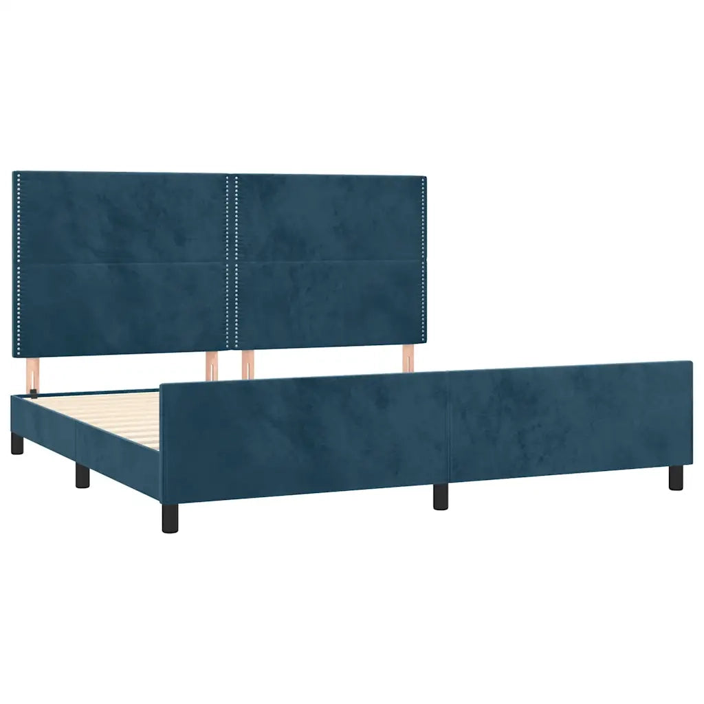 Giroletto senza Materasso Blu Scuro 200x200 cm in Velluto 3125718