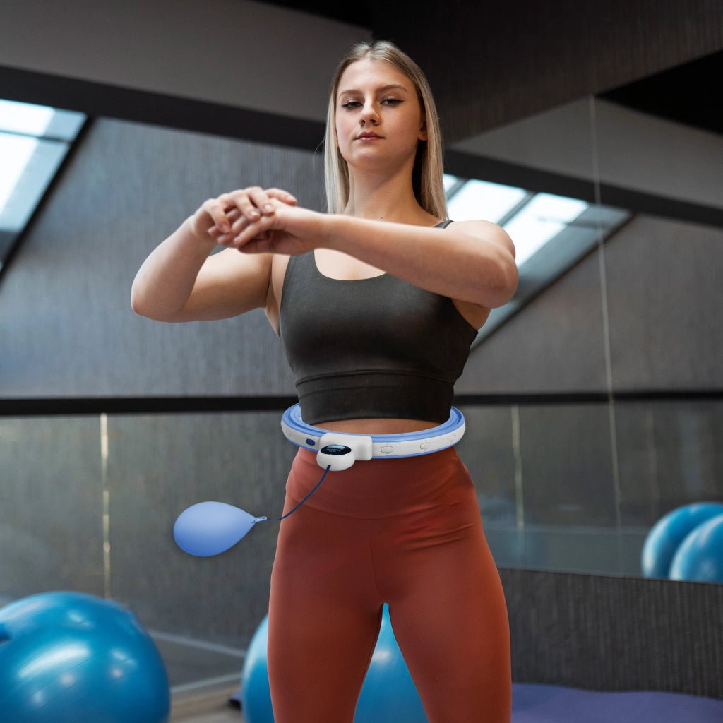 Cerceau Hula Hoop Massaggiante ¨C zephmum ¨C Blu, 16 segmenti, regolabile 76-113 cm
