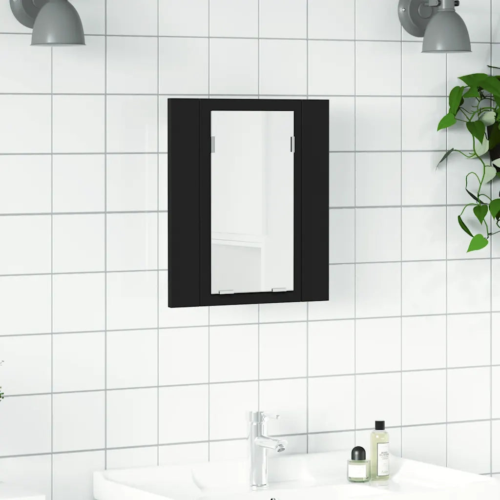 Armadietto a Specchio con Luci LED Nero 40x12x45 cm in Acrilico