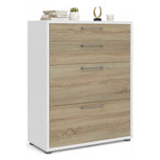 Credenza Anghiari, Buffet da soggiorno, Madia da salotto, Dispensa da cucina, 89x40 h113 cm, Bianco e Quercia