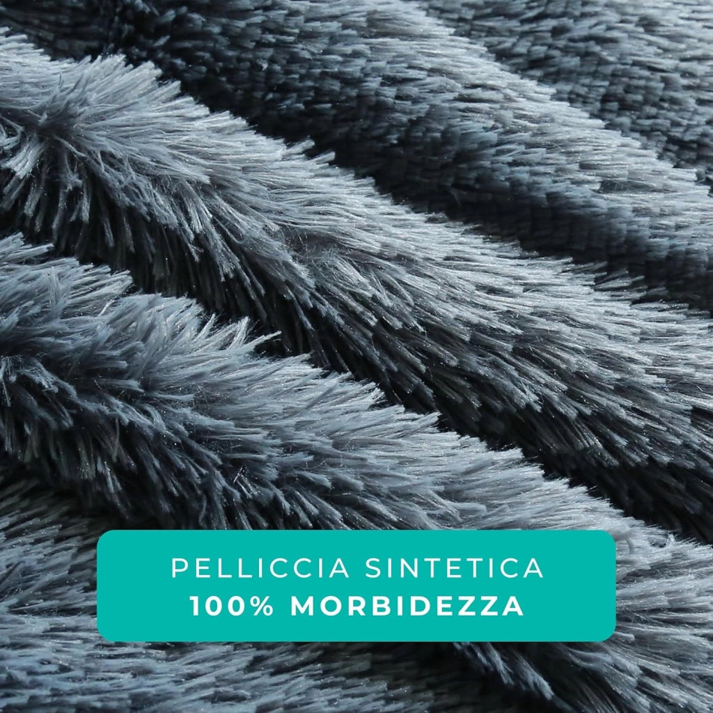 Pouf Poltrona a Sacco Gigante in Pelliccia Sintetica - Ultra Morbido e Confortevole - Fodera Lavabile - Imbottitura in Schiuma, Qualità Premium - Bean Bag XXL (140 cm, Grigio)