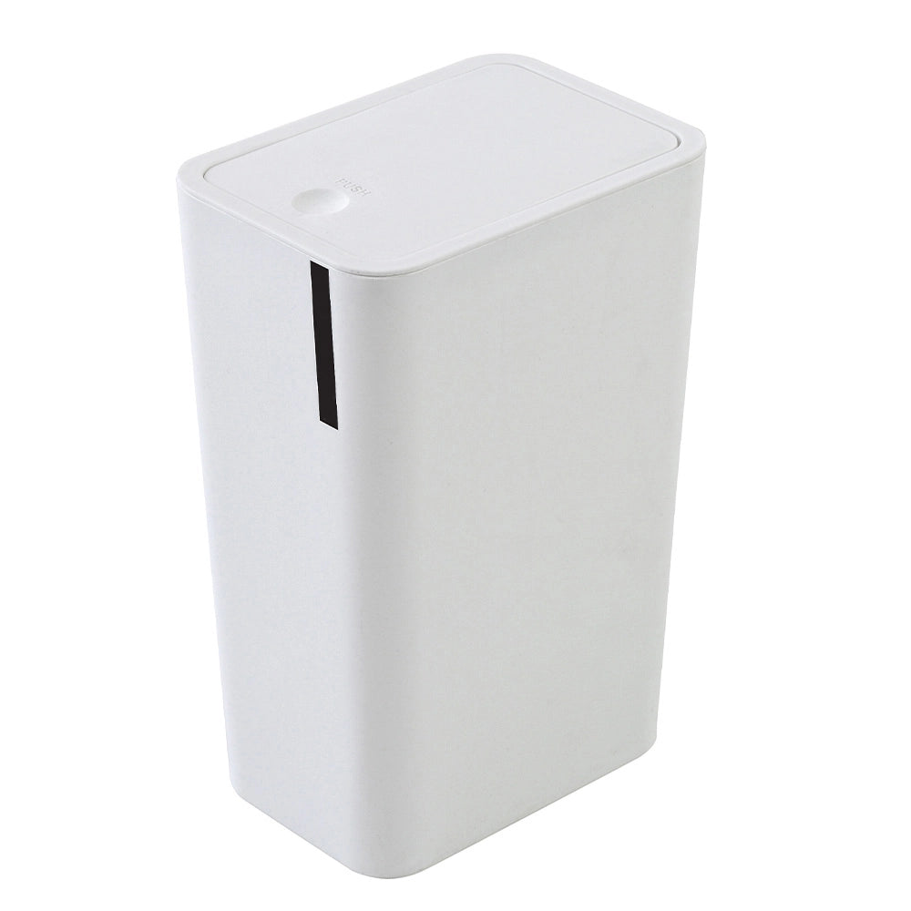 Cestino bagno da 8 litri in plastica bianca con coperchio Push