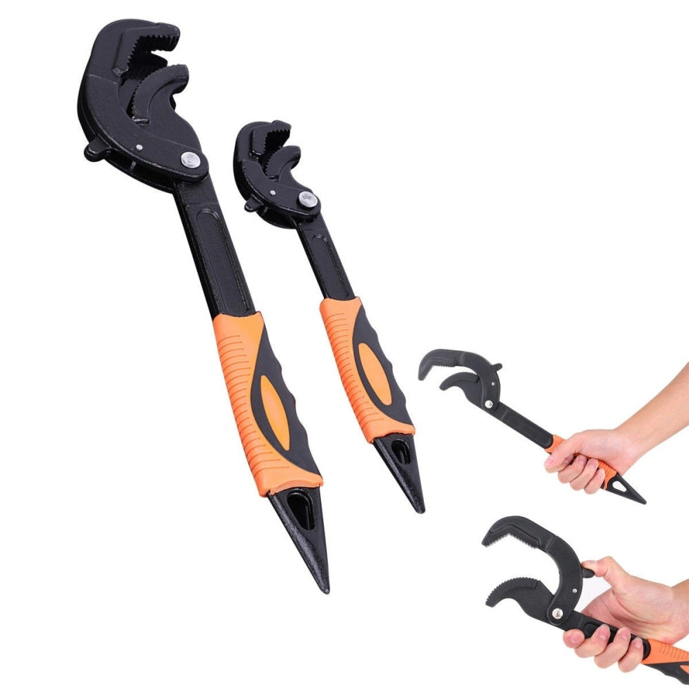 Trade Shop - Set 2 Chiavi A Tubo Levoce Regolabili Multifuonzioni Professionali 260mm 380mm -