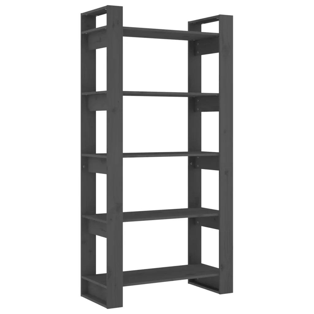 Libreria Divisorio-Scaffale per Libri-Mobile di Stoccaggio Grigio 80x35x160 cm Legno Massello