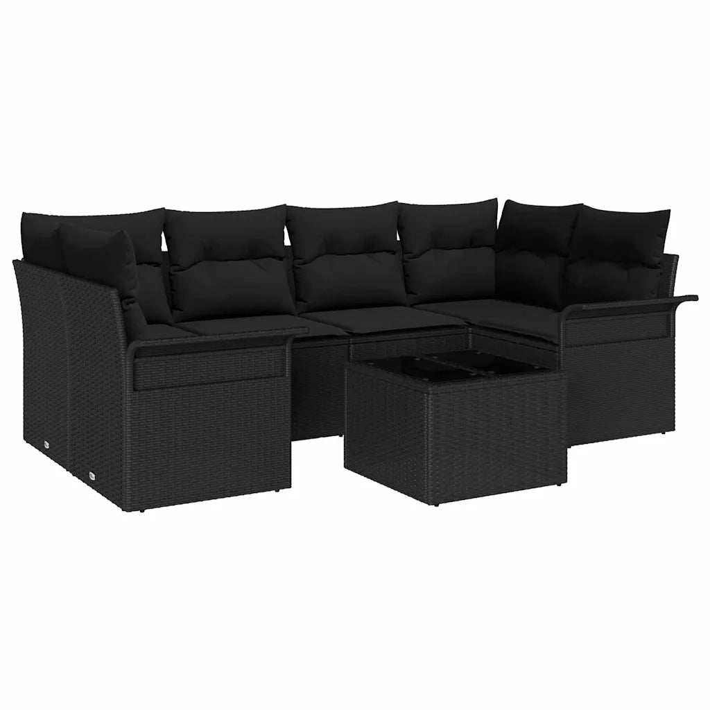 Set Divano da Giardino 7 pcs Nero 55 x 55 x 37 cm polyrattan 3353932