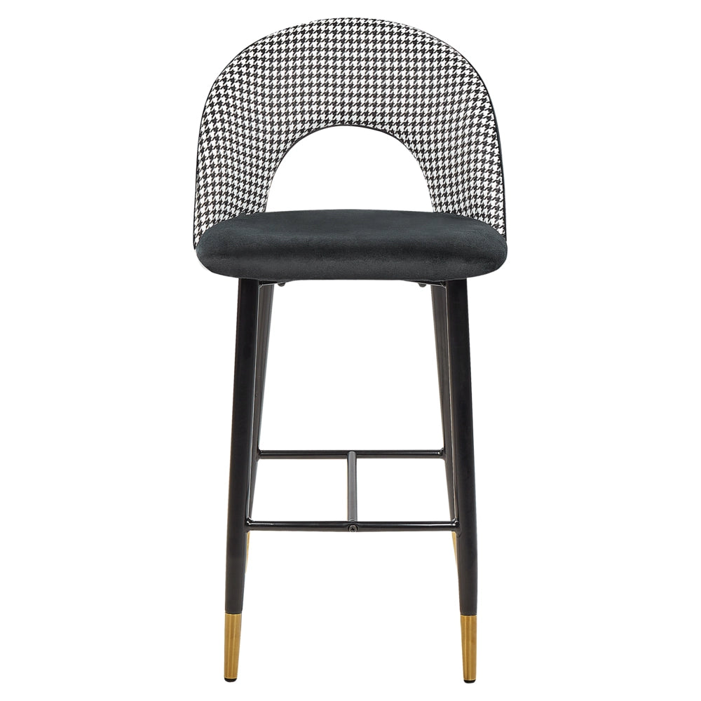 Set di 2 sedie da bar in velluto bianco e nero stile retrò soggiorno accessori vintage