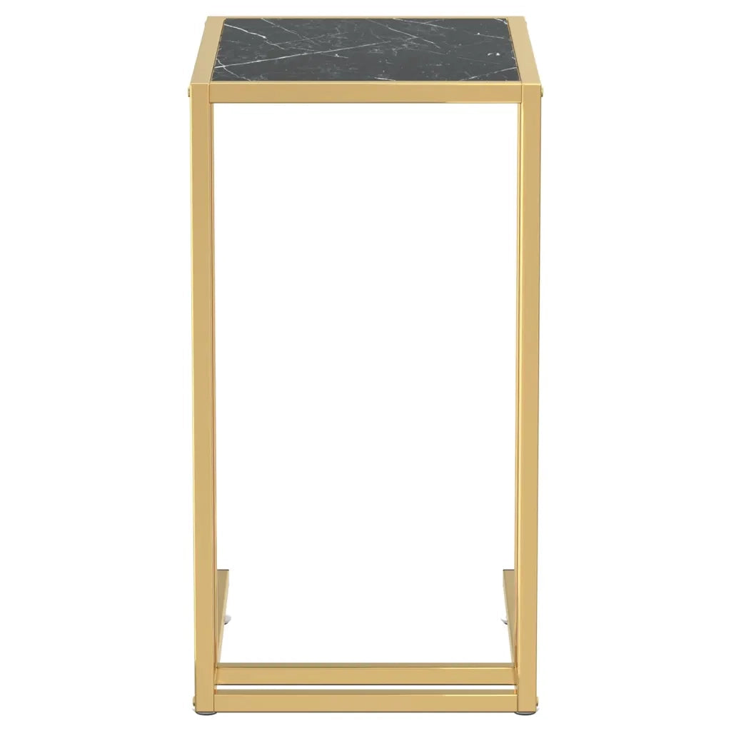 vidaXL Tavolino per Computer Marmo Nero 50x35x65 cm Vetro Temperato