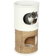 Torre per gatti 3 livelli con tiragraffi sisal ¨C zephmum ¨C crema 40x80 cm