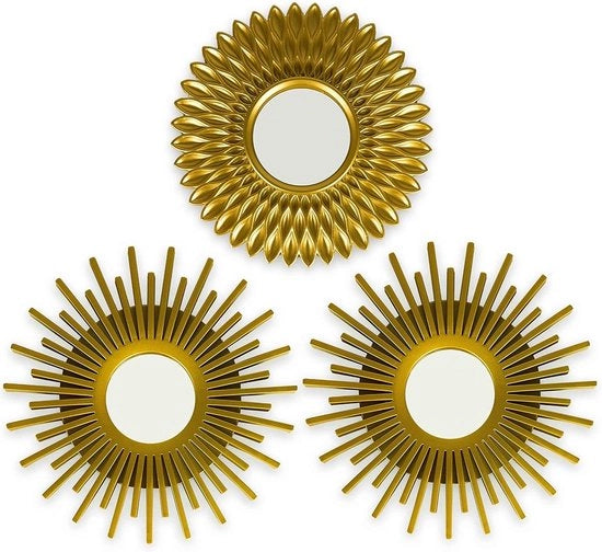 Decorazioni per la camera da letto - Specchi rotondi da parete in oro, 3 pezzi, accessori per la casa, decorazioni shabby chic, accessori per la casa da regalo per donne e mamme