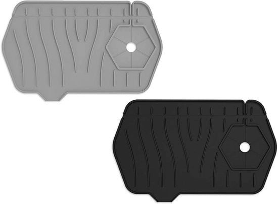 Mat di drenaggio per cucina 2 pezzi - Mat di drenaggio in silicone - Cuscino multifunzionale per asciugatura - Mat assorbente lavabile per bagno, rubinetti e piano di lavoro (Nero Grigio)