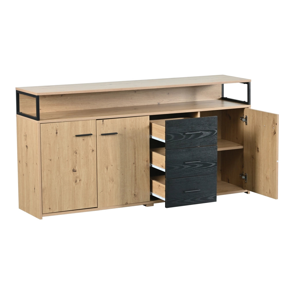 Madia con 3 ante; 3 cassetti e ripiani regolabili - per soggiorno - 150x35x75.9 cm