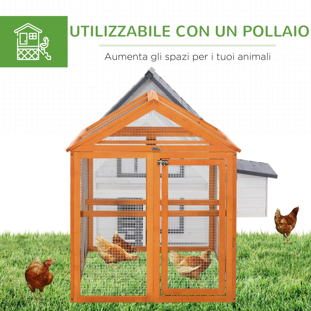 Gabbia per Galline in Legno ¨C Minimal ¨C Arancione, 140x88.5x106cm