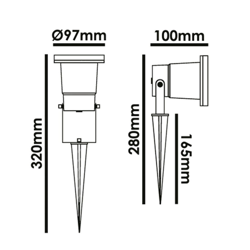 Faro Esterno Moderno Caleb Alluminio Nero 1 Luce Gu10 Ip65