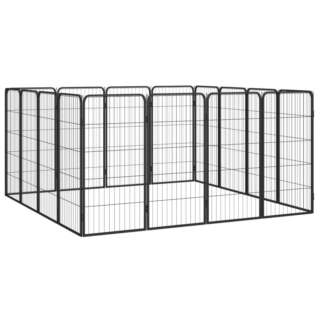 Recinto per cani 16 pannelli 50 x 100 cm acciaio verniciato a polvere nero 02_0043612