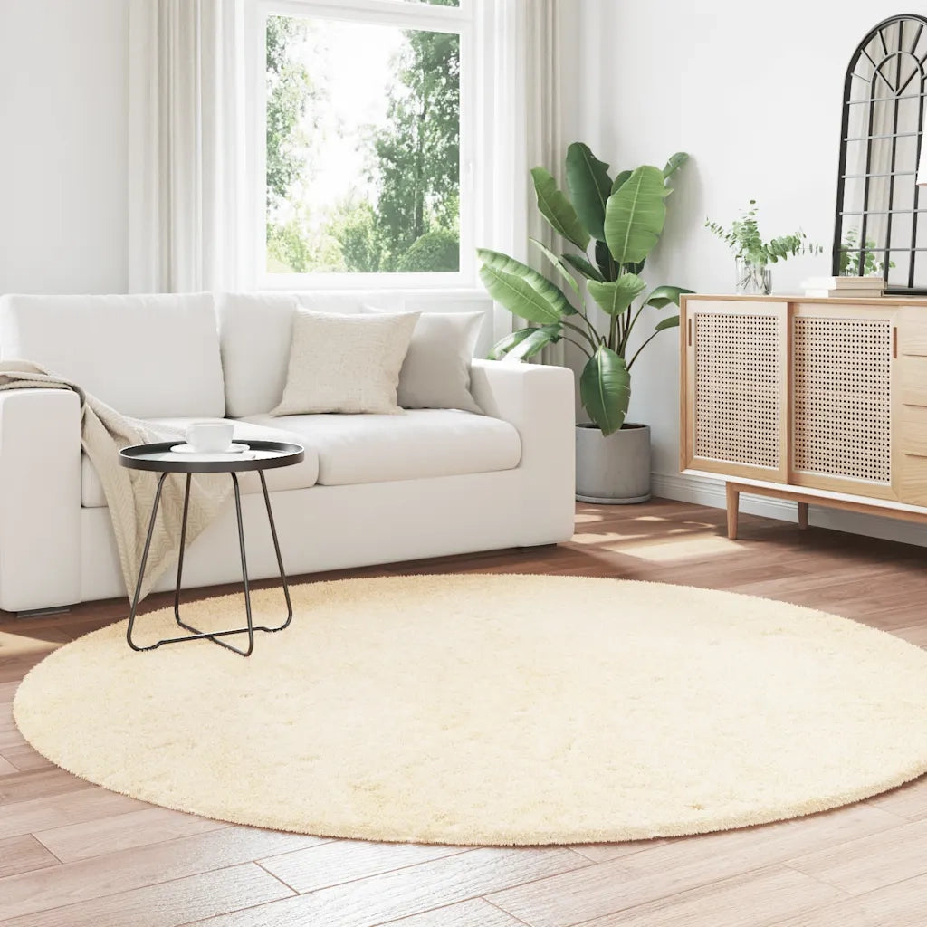 Tappeto del soggiorno | Tappeto Shaggy a Pelo Lungo NAVARRA Crema 200x200 cm poliestere