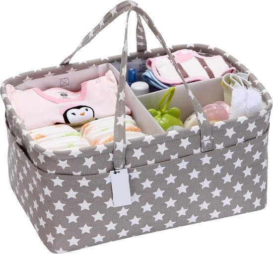 Organizzatore portatile 3-compartimenti con distributore rimovibile - Scatola di stoccaggio per nursery per neonati con 10 sacchetti di spesa invisibili