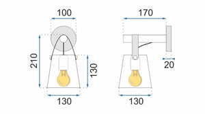 Lampada Da Muro Da Parete Metallico Con Cintura Grigio APP468-1W Grey