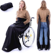 Duvetta per sedia a rotelle con taselli manubriabili - Impermeabile al vento e all'acqua, rivestito di fleece e con apertura inferiore libera