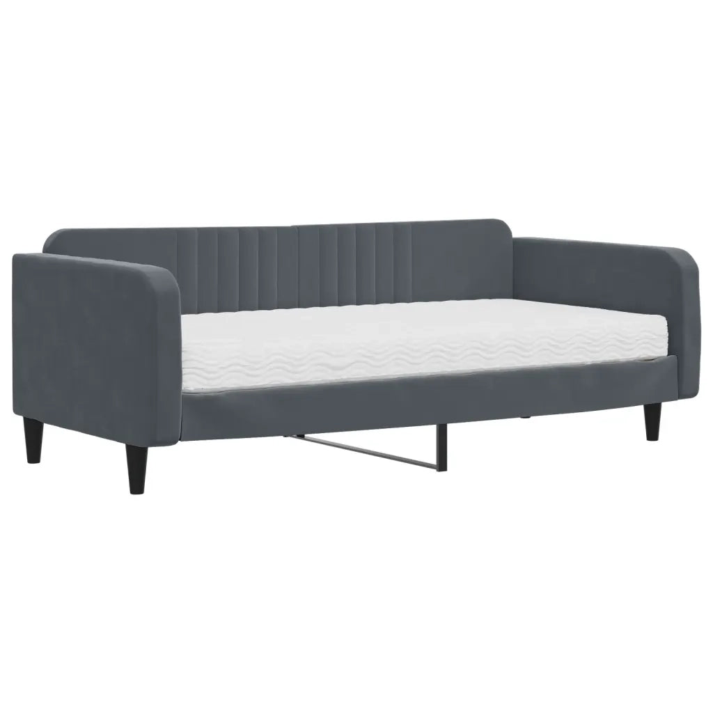 Divano letto | Sof¨¤ letto | Letto singolo con Materasso Grigio Scuro 100x200 cm in Velluto
