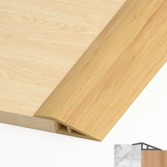 Pannello di transizione PVC, profilo di transizione autoadesivo, pannello di transizione per differenza di altezza pavimento, copertura per dorsi di parquet e dorsi di laminato (finitura in legno, 5 mm - 10 mm, 1 m)