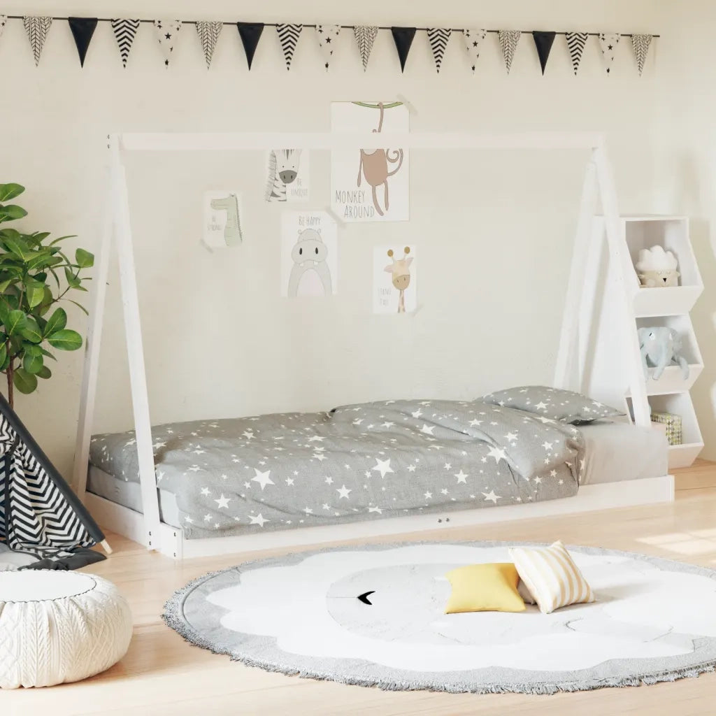 Giroletto per Bambini-Struttura Letto Bambini Bianco 90x200cm in Legno Massello di Pino 961211