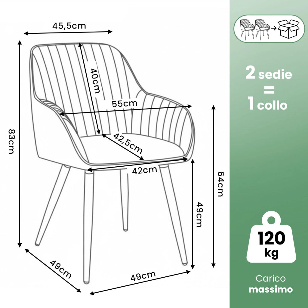 Set di 2 Sedie girevoli in velluto con cuciture TURNO Beige gambe nere