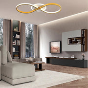 Trade Shop - Plafoniera Moderna Led 22w Intrecciato Forma Infinito Oro Luce Fredda 6500k 71323 -