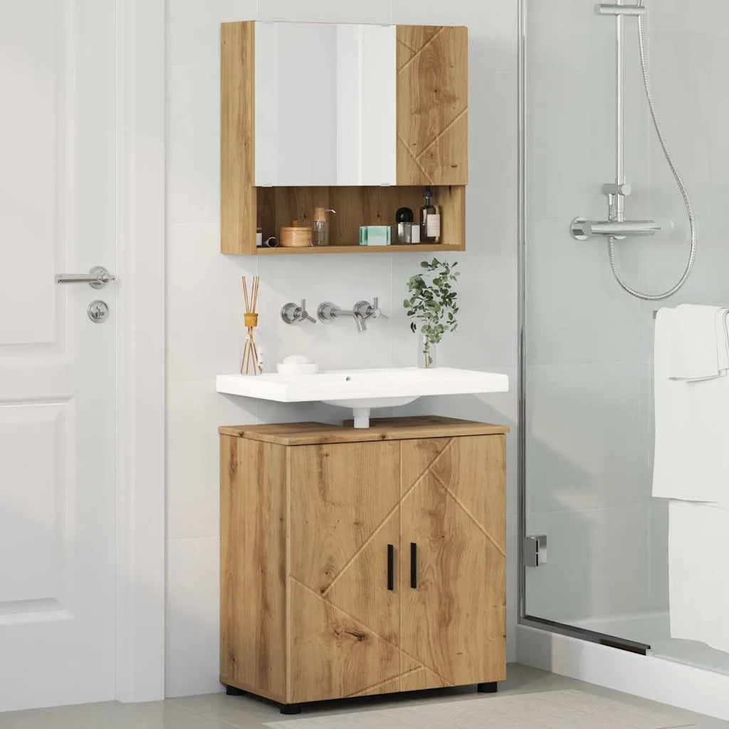 Set di mobili per il bagno con porta 2 pcs Rovere artigianale 3392942