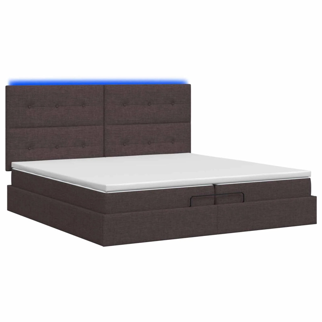 Letto Ottomano con Materasso e LED Marrone Scuro 200 x 200 cm 3458100