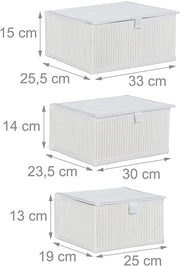 Set di 3 cestini portaoggetti/cestini decorativi in ​​bambù bianco 13_0002491