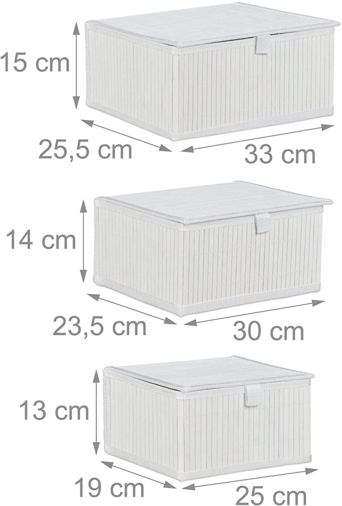 Set di 3 cestini portaoggetti/cestini decorativi in ​​bambù bianco 13_0002491