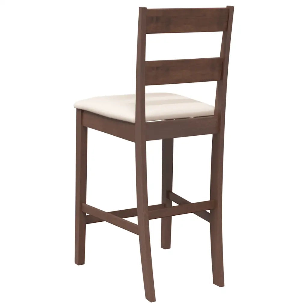 Sgabelli da Bar con Cuscini 2pz Marrone Legno Massello di Hevea 4102555