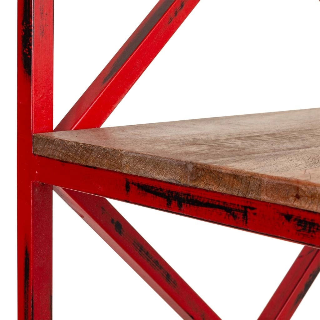 Portabottiglie trattore in legno e metallo rosso 84x40x185h