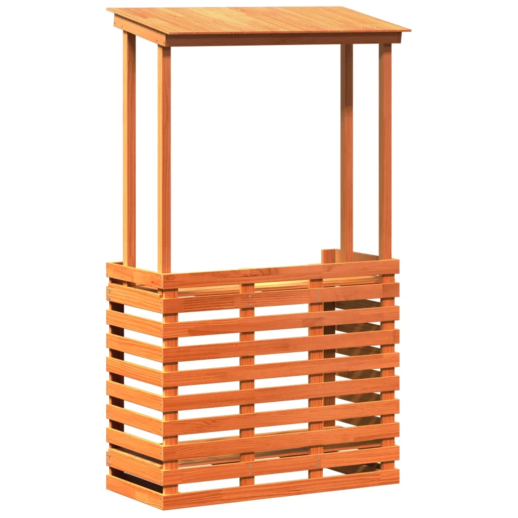 Tavolo Bar da Esterno con Tetto Marrone 112,5x57x195,5 cm Legno 844641