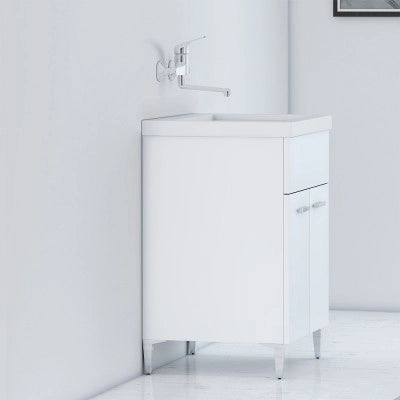 Mobile Lavatoio Bianco Lucido in ceramica 60x50 cm con strofinatoio integrato