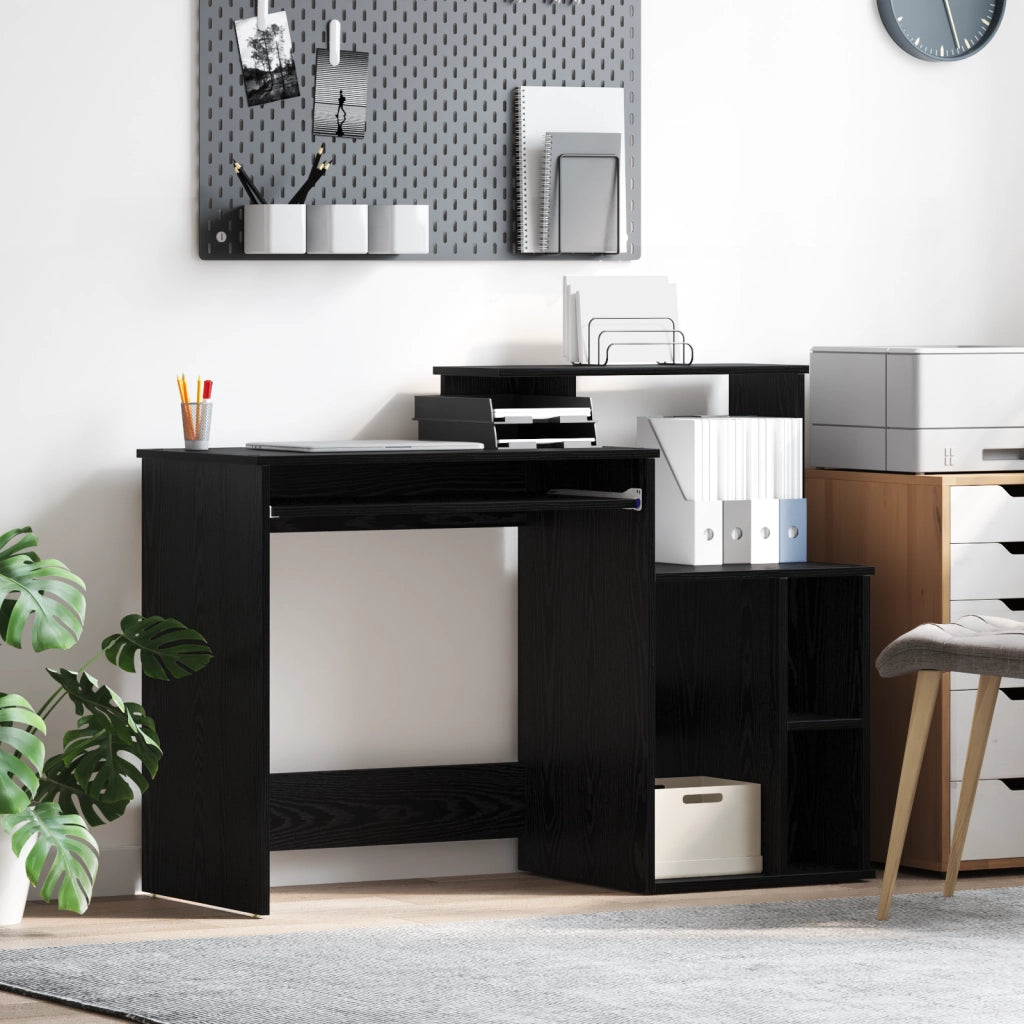 Scrivania con spazio di archiviazione Rovere Nero 120,5x44x88,5 cm Legno ingegnerizzato