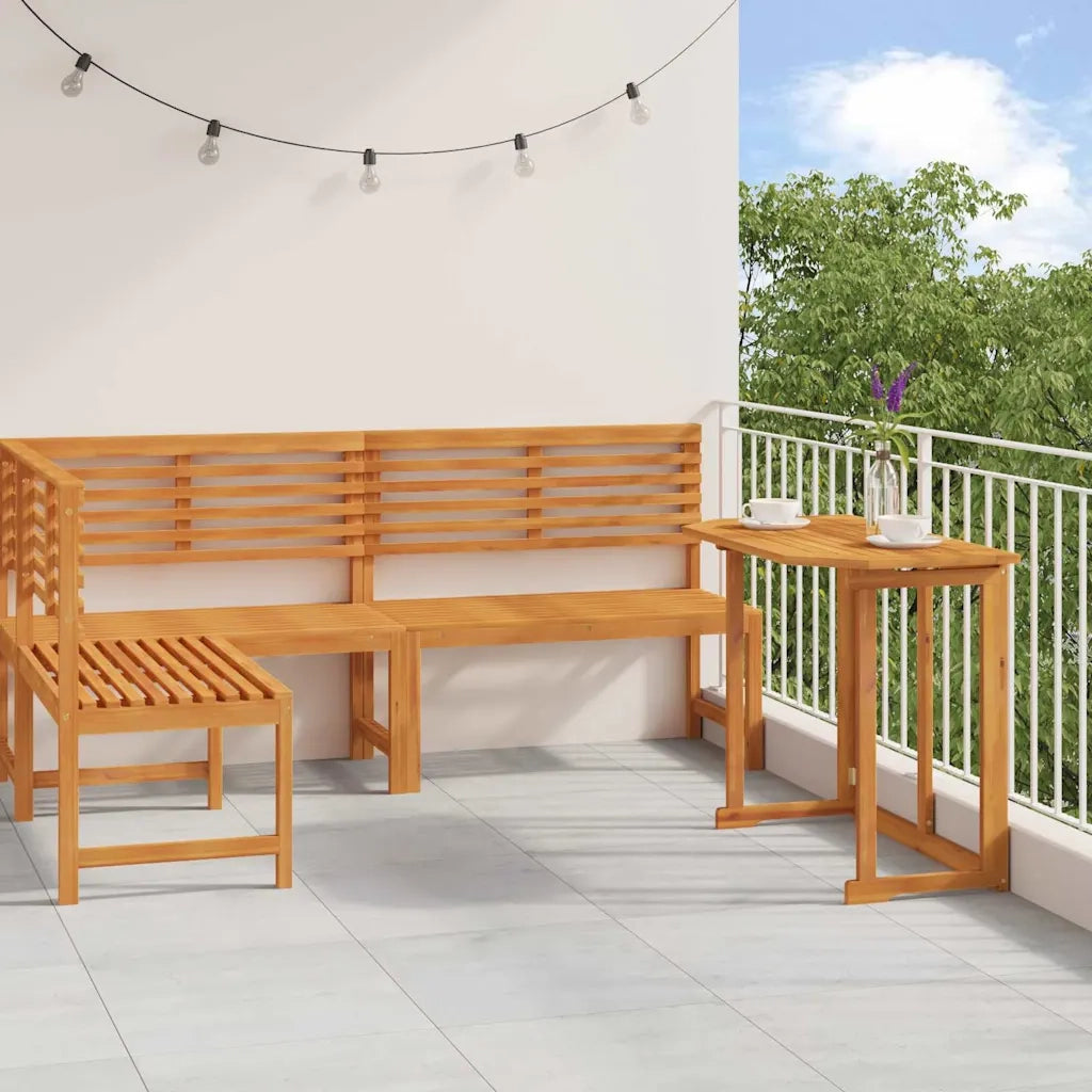 Set Panchina da Giardino 3 pcs Marrone Legno di Acacia Massello 3328692