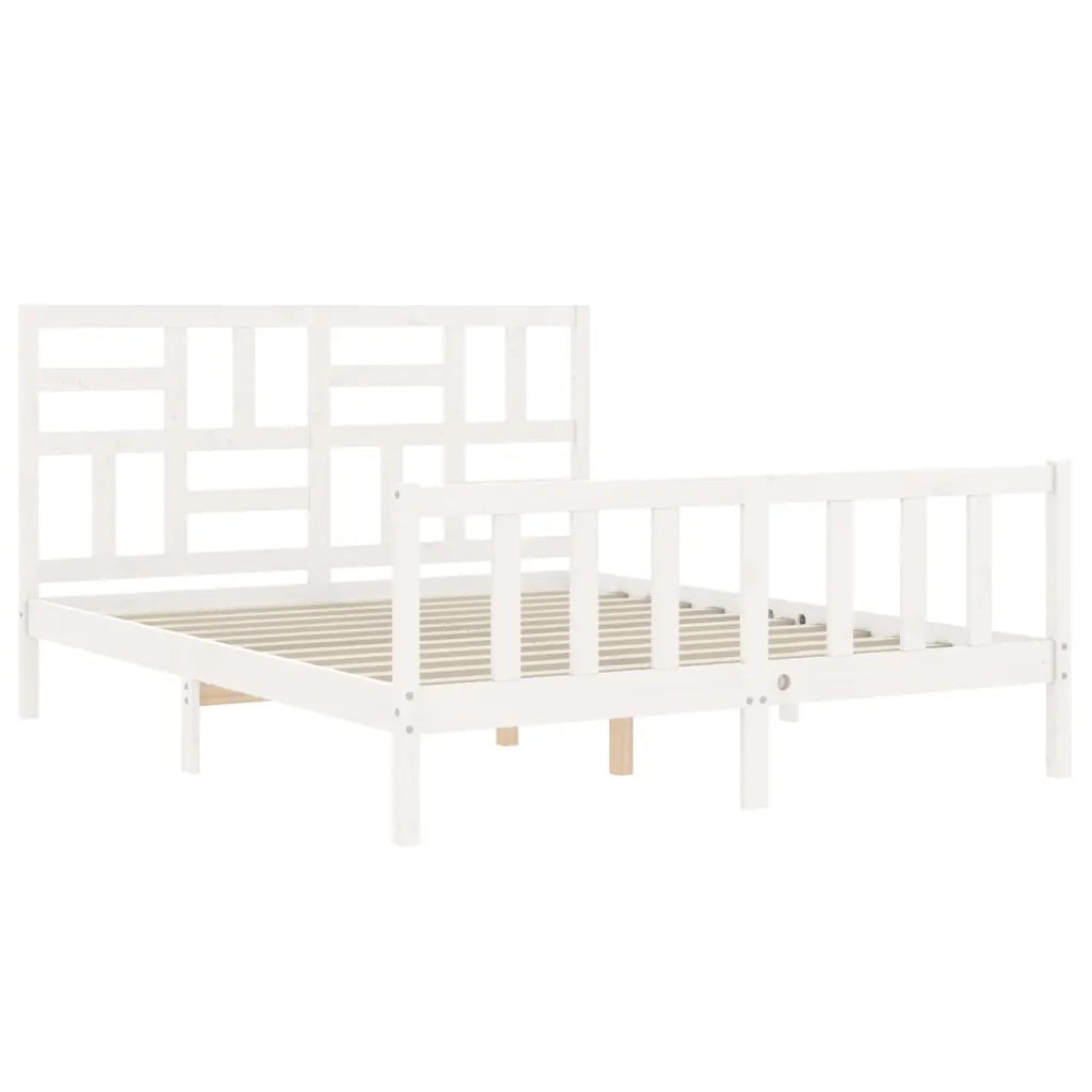 Giroletto senza Materasso-Struttura Letto Bianco 160x200 cm Legno Massello Pino 808501