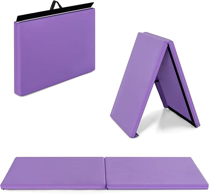 Tappetino Yoga Pieghevole e Portatile, Tappeto Palestra Spesso e Morbido con Maniglie, Tappeto Fitness per Case e Palestra, 180 x 60 x 4 cm