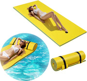 Tappeto Galleggiante per Mare e Piscina Arrotolabile, Materassino Galleggiante in Schiuma con Poggiatesta e Corda, Galleggiante Piscina Resistente