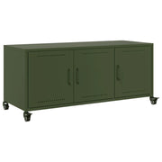 Mobile TV multimediale mensola TV credenza TV sala da pranzo soggiorno camera da letto verde oliva 100,5 x 39 x 43,5 cm acciaio verde 02_0028245