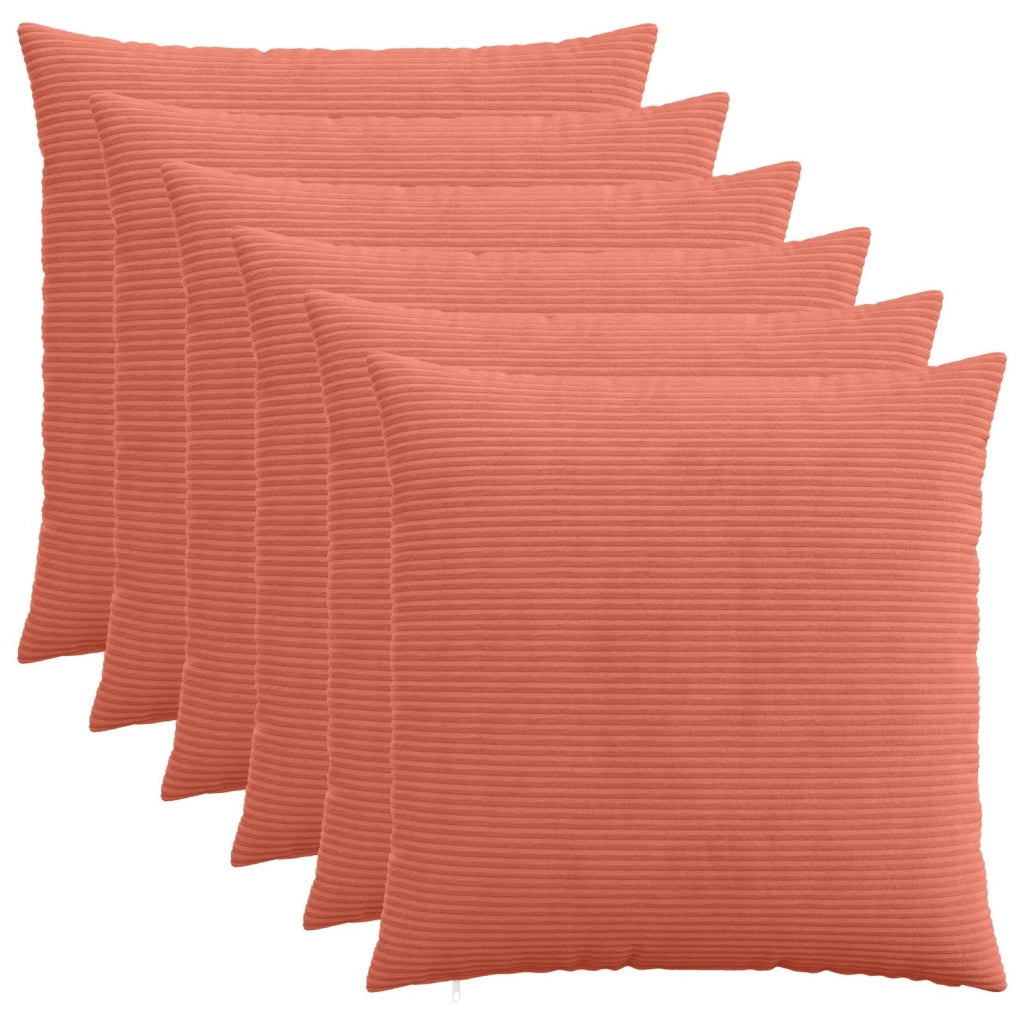 Federa 6 pcs HEERLEN Rosso Arancio 65 x 65 cm corduroy 912942