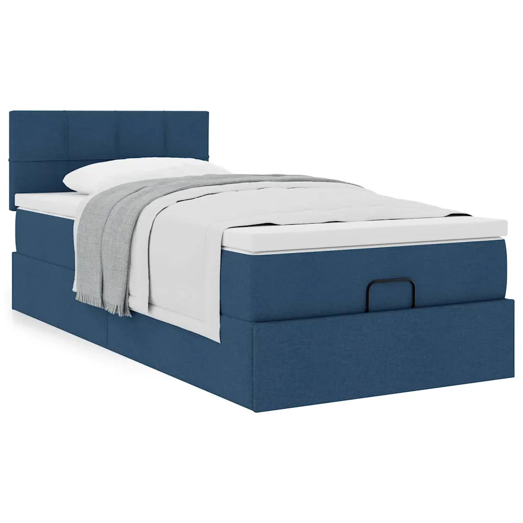 Struttura Letto Pouf con Materasso Blu 80x200 cm in Tessuto 3311420