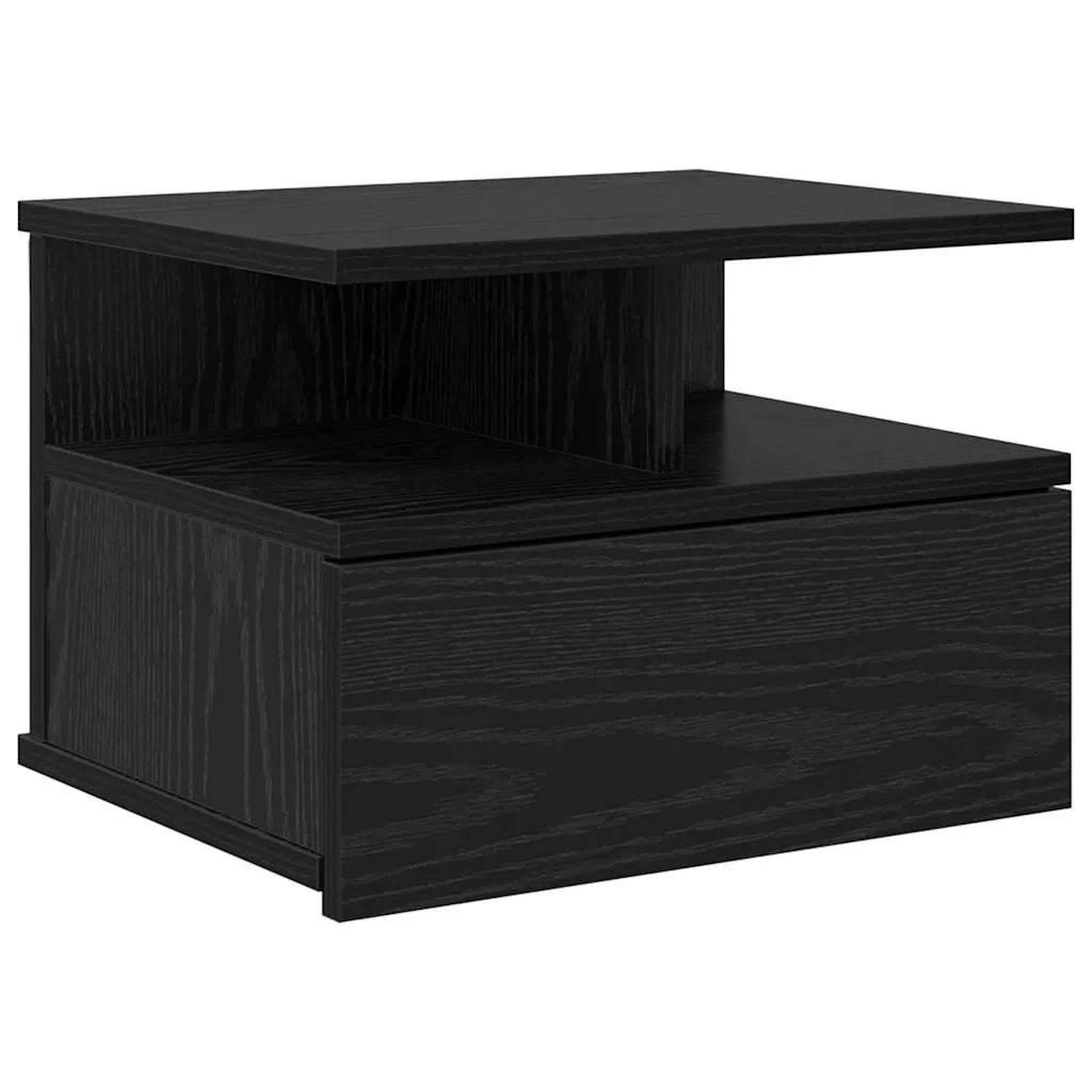 Comodino flottante con cassetto Rovere Nero 40 x 31 x 28 cm 871756