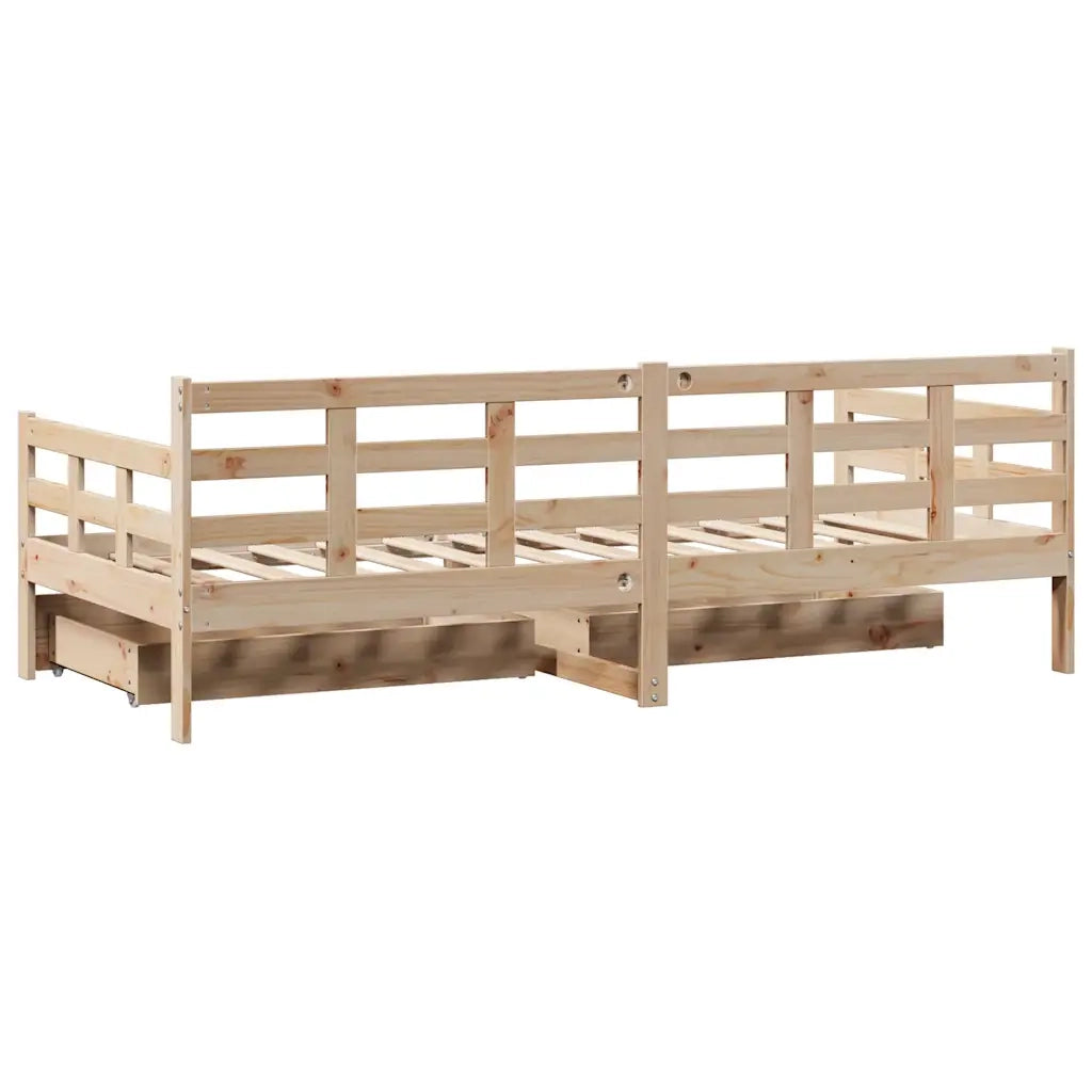 Dormeuse con Cassetti 80x200 cm in Legno Massello di Pino