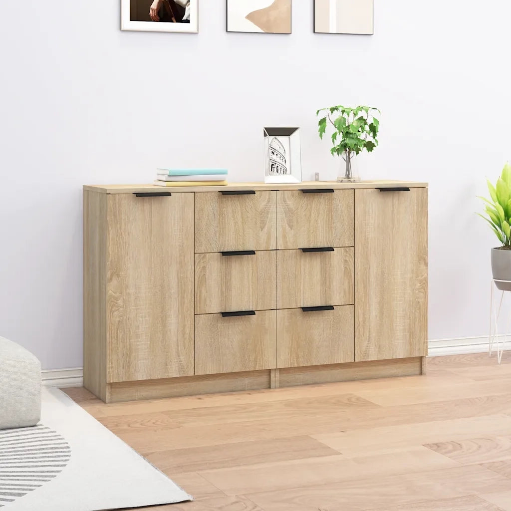 Credenze 2 pz | Madia | Buffet da pranzo | Armadio da pranzo Rovere Sonoma 60x30x70 cm in Legno Multistrato
