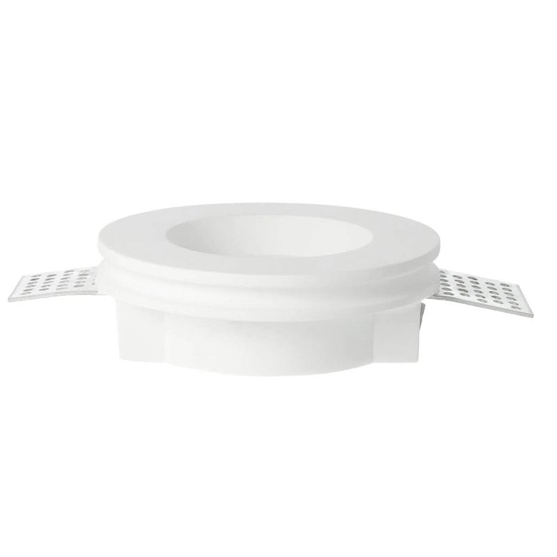 Portafaretto In Gesso Da Incasso, Rotondo 100X30mm Bianco Verniciabile Portalampada GU10 e Connettore Fast Incluso