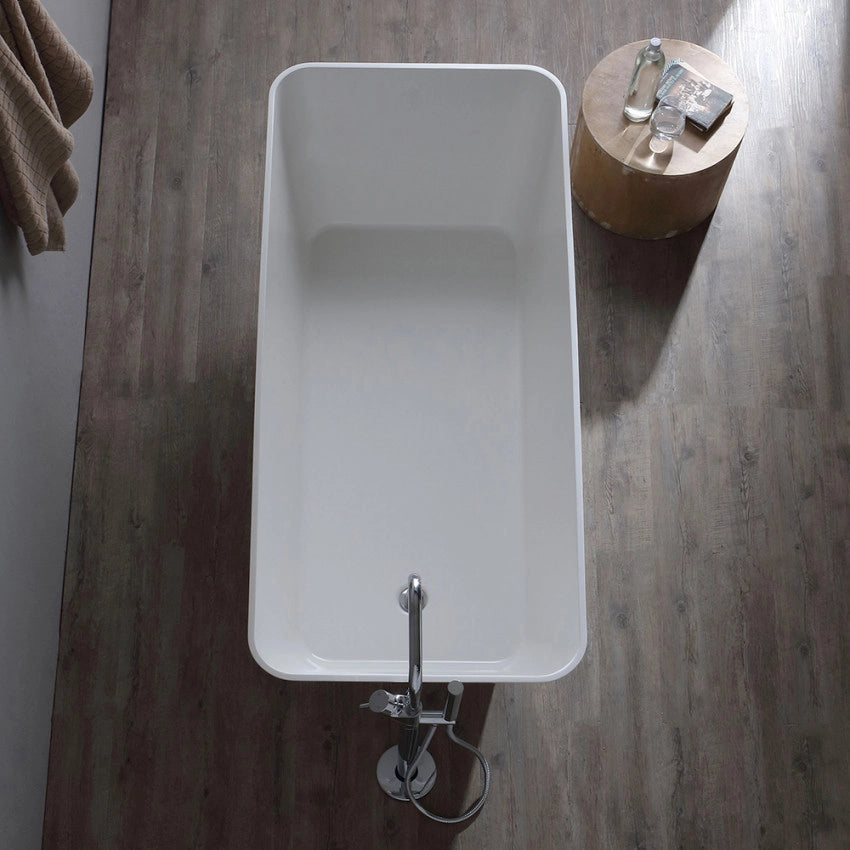 Vasca da bagno moderna freestandig in marmo resina squadrata bianca 159cm Badok Sliva