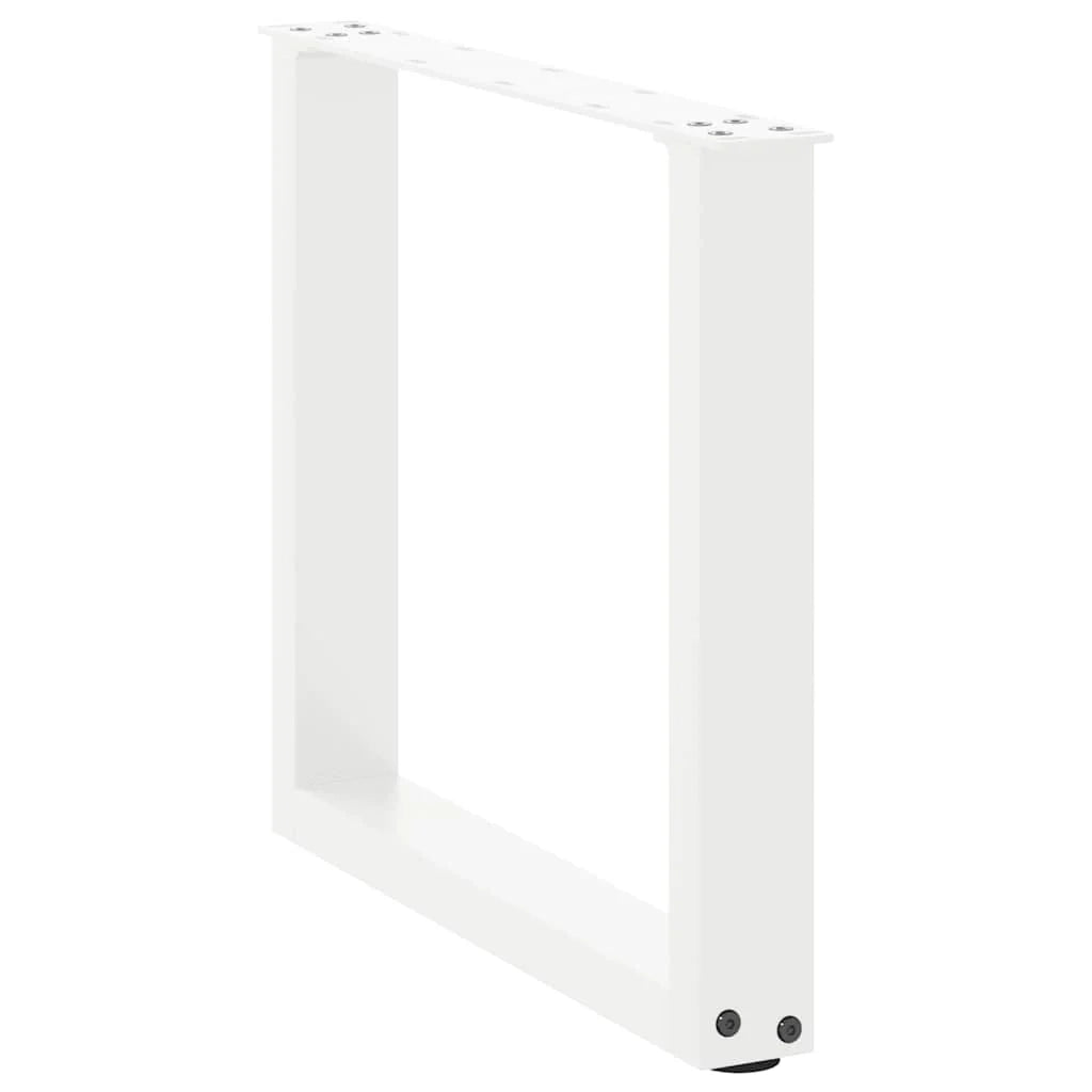 Set di 2 gambe per tavolino a forma di U 50 x 42-43 cm con piedini regolabili design moderno acciaio bianco 02_0057397